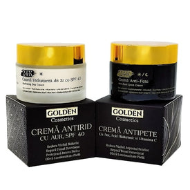 Set Creme Antirid și Antipete cu Aur și Acid Hialuronic Golden Cosmetics