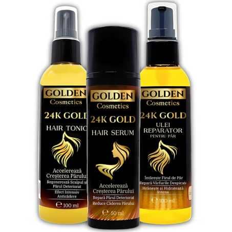 Image of Set Accelerare Creștere Păr și Anticădere 24K Golden Cosmetics 