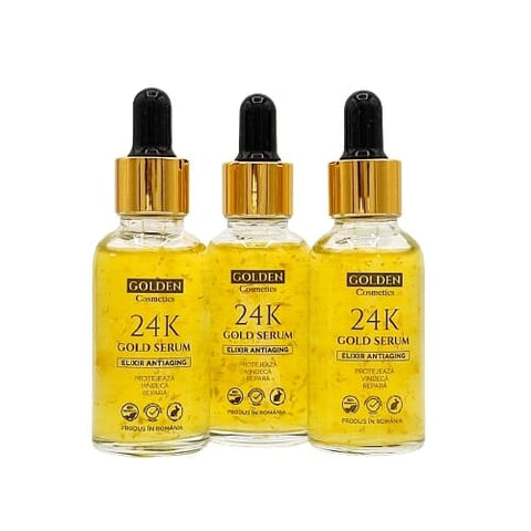 Image of Ser Antirid cu Aur 24k și Acid Hialuronic The Golden Shop 3 SERURI 